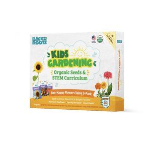 Back To The Roots Kids Gardening Seeds 3-Pack Sunflower, Marigold, Zinnia.